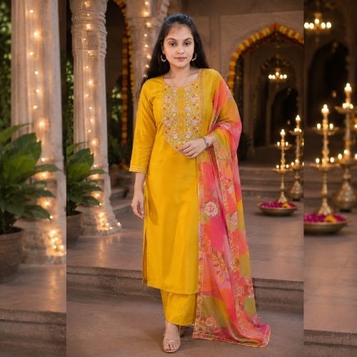 Most Comfortable Kurta and Pant with Dupatta Set for Women 4rth